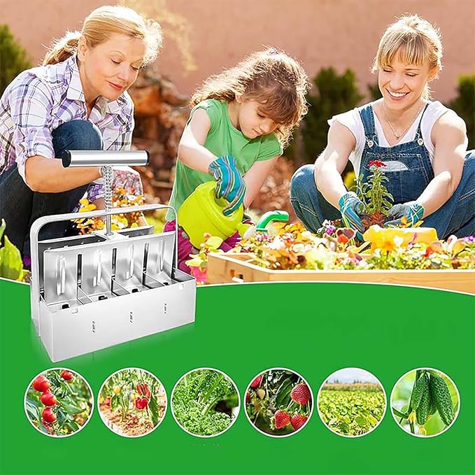 Dxcaicc Soil Blocker Stainless Steel You Can Get 8 5 by 5Cm Soil Blockers at A Time with 12 Accessories