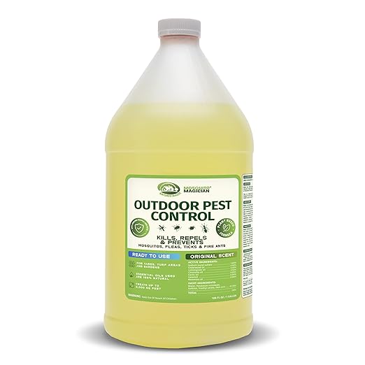 Mosquito Magician Ready to Use Liquid Solution – Kills Mosquitoes Fleas &amp Fire Ants – Use with Mosquito Foggers Sprayers &amp Misting Systems – Pet &amp Yard Safe for Lawns Patios Outdoors