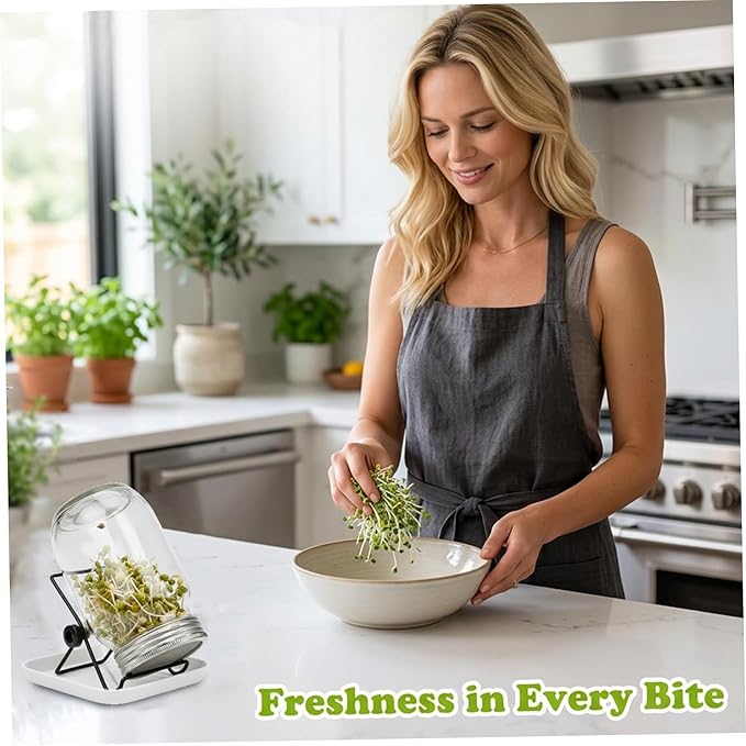 Sprouting Jars Sprouting Jar Kit Complete Seed Jar Kit with Stainless Steel Stand &amp Drip Tray Easy Home Sprout for Microgreens Beans Broccoli