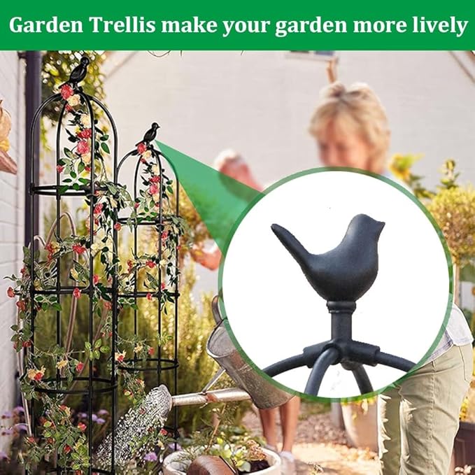 Obelisk Plant Tower Garden Trellis for Climbing Plants Flowers Stand Rose Vines Trellis for Outdoor &amp Indoor Garden Obelisk(White40x125cm/15.7x49in)