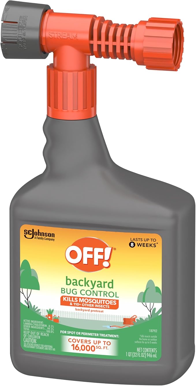 OFF! Backyard Bug Control Yard Pretreat Hose End Sprayer Kills and Repels Insects Covers up to 16000 Square Feet Outdoor Use 32 Ounce (Pack of 2)