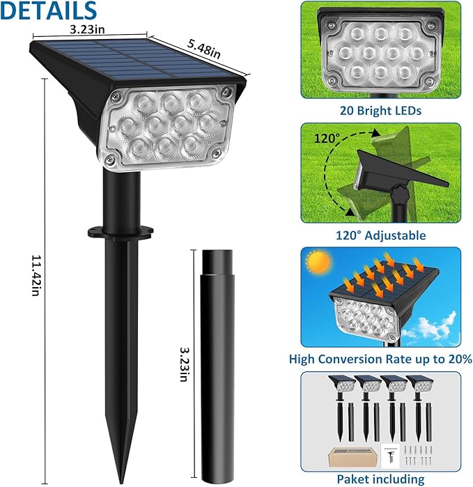 T-SUNUS Halloween Solar Spot Lights Red IP65 Waterproof Green Landscape Spotlights Solar Powered Wall Lights Dark Sensing Auto On/Off 2 Modes Outdoor Garden Lights for Yard Porch 6 Pack