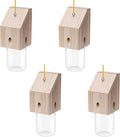 Carpenter Bee Trap for Outside - Shed Style Nature Hanging Wood Trap for Outdoor with Removable Bee Vault Plastic Jar (4 Pack)
