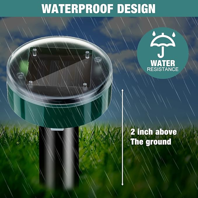28 Pieces Solar Mole Repellent Ultrasonic Outdoor Gopher Deterrent Spikes for Garden Yard Lawn Waterproof Solar Powered Repeller for Groundhogs Voles Snakes and Other Burrowing Animals (Round)