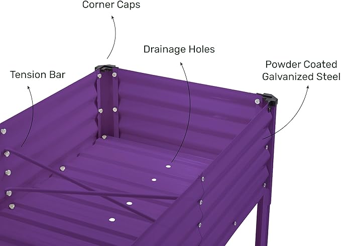Galvanized Raised Garden Beds Outdoor with Legs // 48×24×31in Elevated Planter Box for Vegetables Flowers (Purple) // Large Metal Garden Bed for Backyard Patio Gardening