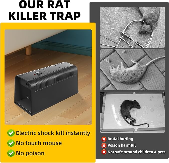 2026 Electric Mouse Trap Zapper Powerful Rat Traps Indoor for Homes with Anti-Escape DoorEffective &amp Reusable Humane Rodent Zapper Electric Shock Killer for HomeGarageKitchens(1pack)