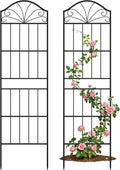Metal Trellis for Climbing Plants Outdoor 70 * 19.7 Inch Tall Garden Trellis with Black Rustproof Coating Decorative Rose Trellis for Climbing Roses Vines and Flowers 2 Pack