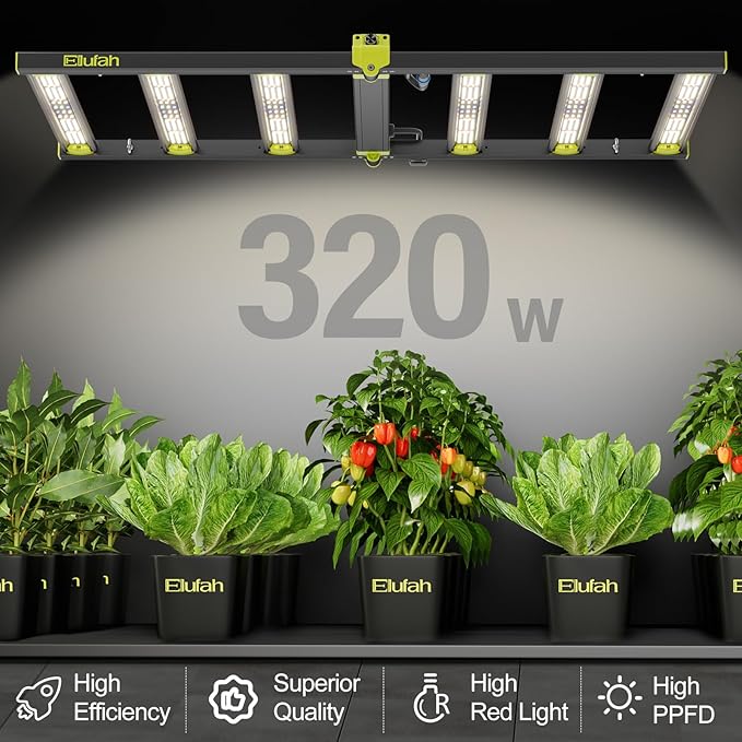 NHI3200 320W LED Grow Lights Commerial Full Spectrum Bar Style LED Grow Lamp for Indoor Plants Dimmable Daisy Chain 2x4ft Coverage Growing Lamp for Hydroponics Greenhouse Plant Growing
