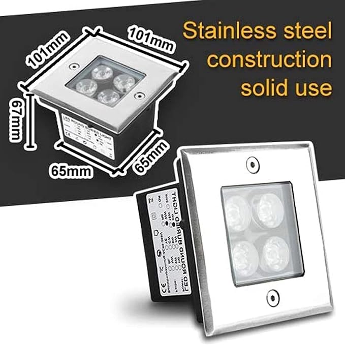 Landscape Lights - Outdoor LED Spotlights - Square Recessed Spotlight 4W Floor Light Spotlight IP67 Waterproof Walk-in LED Lights For Decorative Lighting of Paths Terraces/Gardens/Paths(Red Light