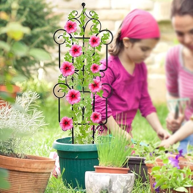 LTSRLL Lightweight Garden Trellis - European Potted Plant Support - Vines Flower Vegetable Climbing Stands Frame - 4pcs/ Pack(White)