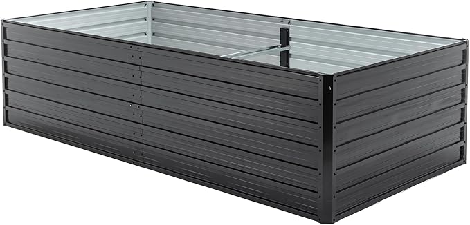Galvanized Raised Garden Bed Kit Outdoor 8x4x2 FT Metal Planter Boxes Set Large Rectangle Planters Garden Vegetable &amp Flower Beds for Herbs Fruits Planting Backyard Patio (8X4X2FT)