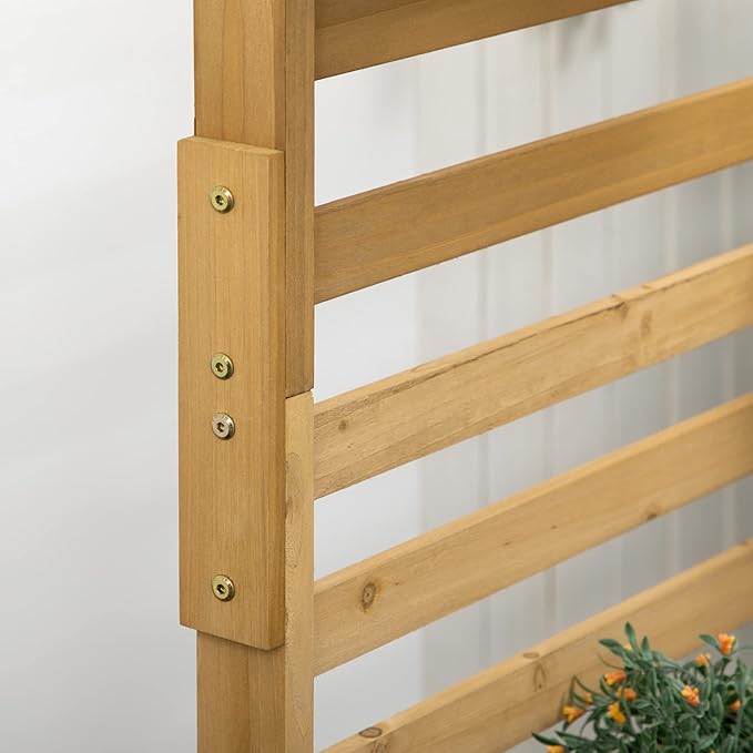 Natural Wood 5-Tier Vertical Plant Trellis Stand – Freestanding Outdoor Planter with 5 Hanging Boxes for Patio Garden Balcony (36.5 W x 59 H)