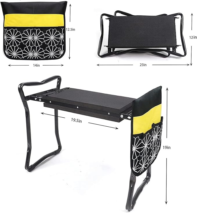 Garden Folding Stool Garden Dual-Purpose Garden Kneeling Chair Foldable Garden Seat Knee Pad Stainless Steel Kneeling Pad