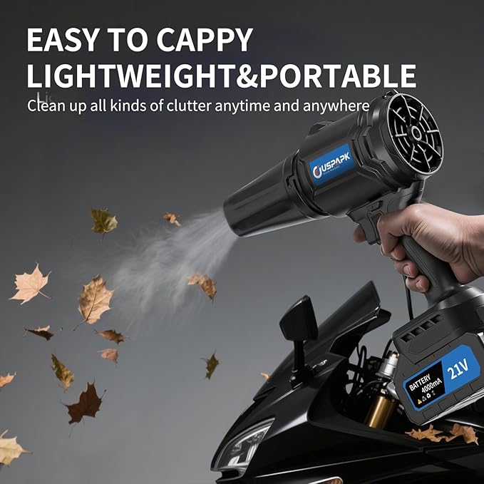 Leaf Blower Cordless - 600000RPM - 21V Electric Leaf Blower with 2×4.0Ah Batteries &amp Fast Charger -Battery Powered Leaf Blowers for Lawn Care Dust Yard Snow