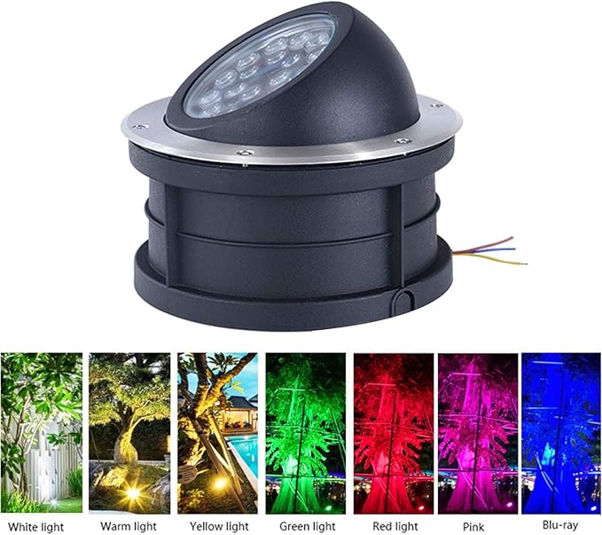 LED Garden Buried Light 85-265V Outdoor Underground Spotlight IP67 Waterproof Floor Lamp for Pathway Patio Bridge Landscape Lighting (Yellow 18W)