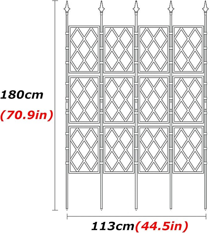 Outdoor Garden Trellis with PE Coated Steel Pipe Metal Plant Trellis Fence for Potted Plants Climbing Plants for Outdoor Patio Lawn Yard Backyard Wall Decoration(113x180cm)