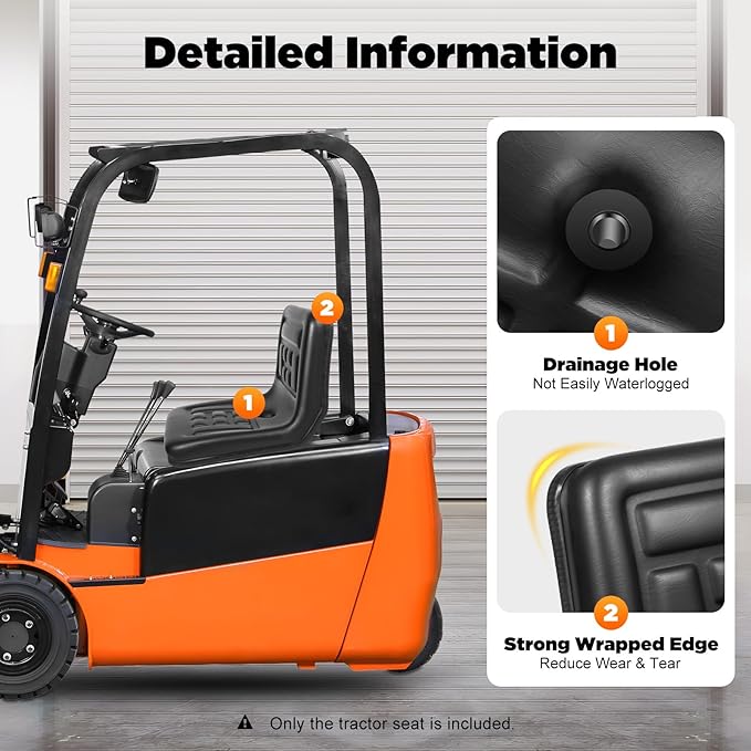 Universal Forklift Seat Garden Lawn Mower Seat PVC Tractor Seat Excavator Seat 0-6.3 Adjustable Waterproof Scratch-Resistant Replacement Seats Fits Excavator Backhoe Dozer Telehandler