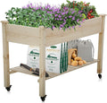 Dkelincs Raised Garden Bed Wood Elevated Outdoor Planter Box with Legs &amp Wheels Large 48x23x32 Inch Vegetable Flower Herb Garden Planter