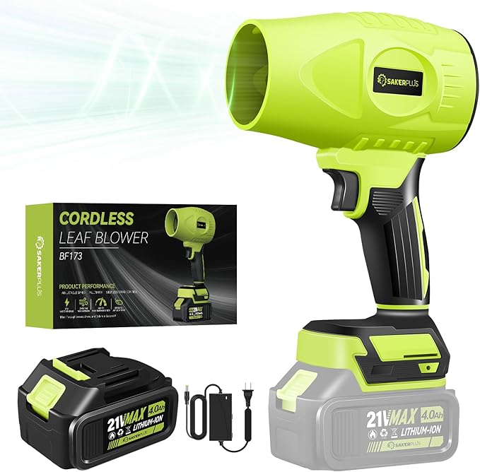 Portable Dust Cleaner Leaf Blower Cordless Handheld Snow Blower Hand Blowers for Lawn Care Patio Cleaning Leaves and Dust Blowing 4.0Ah Battery and Charger Included (1 Battery)