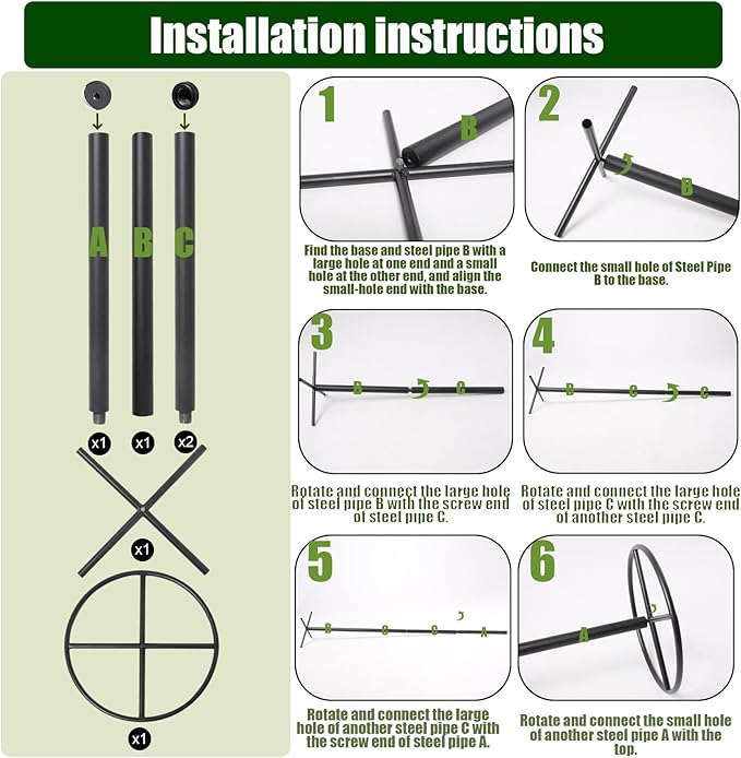 14x14x60 1PCS Dragon Fruit Trellis - Durable Metal Vertical Support Frame for Climbing Plants Easy Assembly with Instructions for Dragon Fruit Enthusiasts