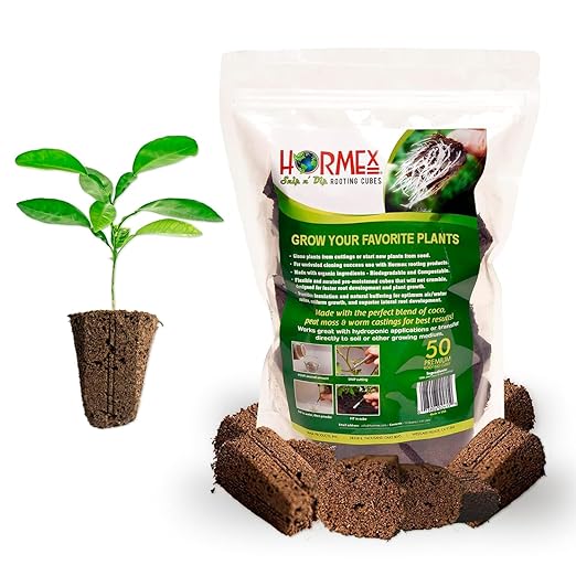 Hormex Rooting Powder #16 &amp Rooting Cubes Combo - Rooting Hormone for Hardwood Cuttings &amp Organic Peat Moss Coco Plugs - Fast Healthy Root Growth for Propagation Hydroponics &amp Seed Star