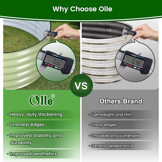 Olle 17 Tall 42 Round Raised Garden Bed Metal Raised Beds for Gardening Large Planter Box Round Raised Garden Beds Outdoor for Vegetables Sage Green