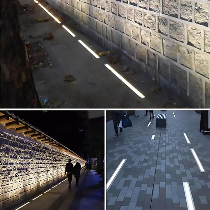 LED Landscape Lights - Outdoor Buried Lights AC 220V Stainless Steel Panel Rectangle Floor Ground Light Ip67 One-Piece Lens + Glue Encapsulation Waterproof Recessed Spotlight