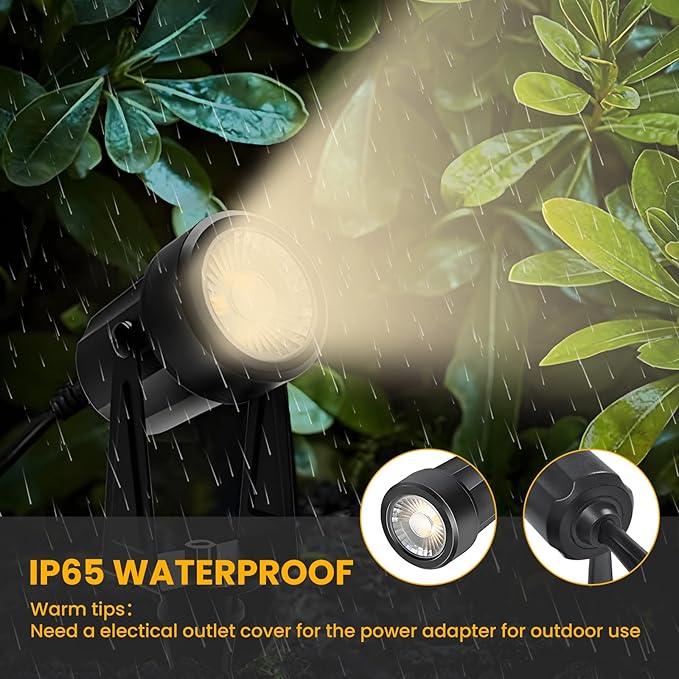 Svater Low Voltage Landscape Lighting Outdoor 3W 250 LM Plug-in Outdoor Spotlights with Transformer for House Yard Pathway 3000K Warm White Spot Lights IP65 Waterproof - 6 Pack