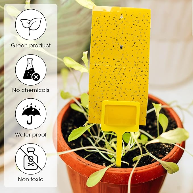 220 Pcs 7.9 x 4 Inch Sticky Traps for Plant Gnats Double Sided Sticky Traps with Twist Ties for Flying Killer Insect Indoor Outdoor Fungus Gnats Whiteflies Aphids (Yellow)
