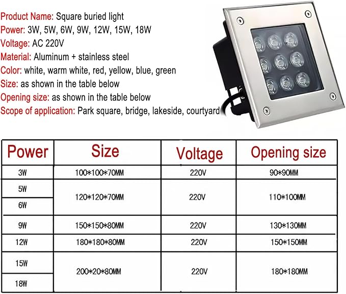 LED Landscape Lights - Outdoor Buried LightsTempered Glass Embedded Spotlight IP66 Waterproof One-Piece Optical Lens Ground Light Garden Courtyard Floor LampGreen-3W
