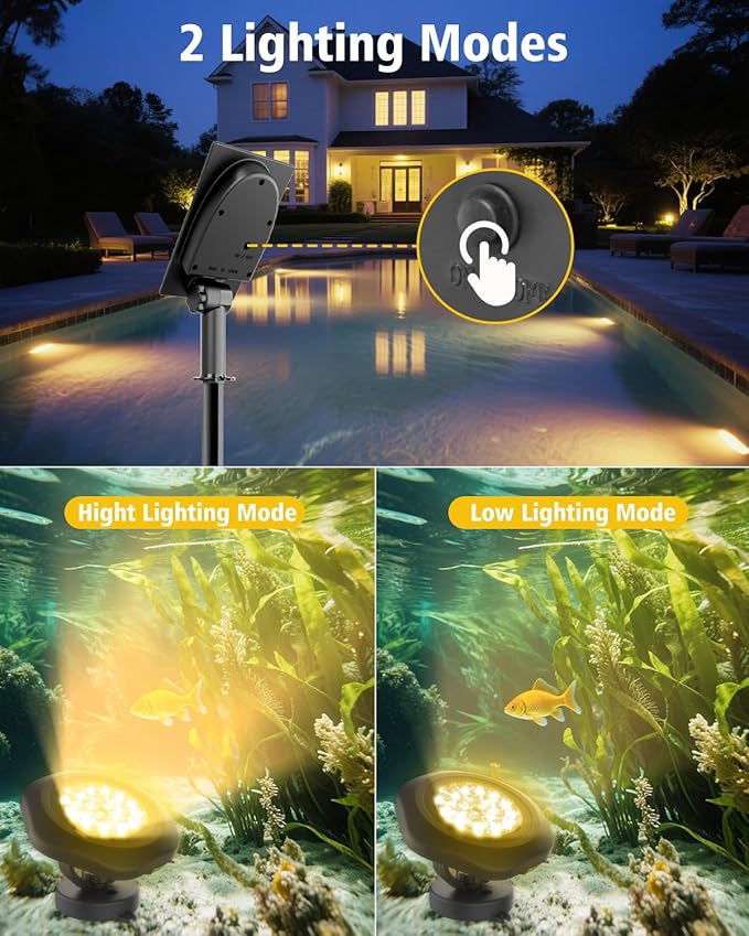 CORESLUX Solar Spot Lights Outdoor Waterproof IP68 3-in-1 LED Warm Light Solar Landscape Lights 2 Light Modes Landscape Path Lights for Outside Garden Yard Pond Pathway