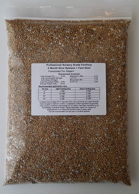 Professional Nursery Grade Ginger Fertilizer 4 LB 6 Month Slow Release Plant Food for Alpinia Costus Zingiber Curcuma Hedychium