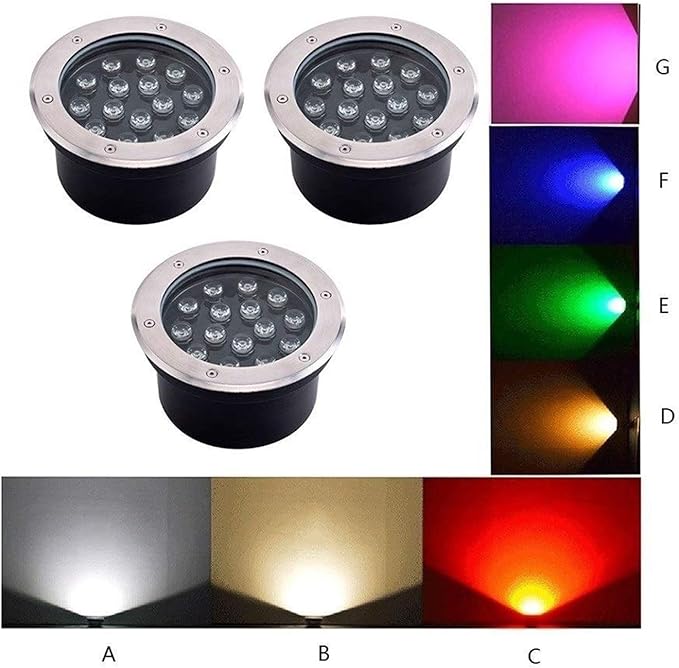 LED Buried Landscape Lights - Outdoor Beam Spotlight 85-265V Embedded Buried Lamp IP67 Waterproof Staircase Floor Aisle Illumination Stainless Steel Lights(Warm White24W)