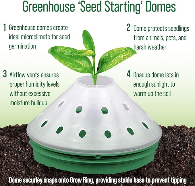 4 Herb Garden Kit with Grow Rings and Greenhouse Germination Domes – Certified Organic Herb Planter Kit – Gardening Gift for Mom Teachers Women and Men – Made in USA