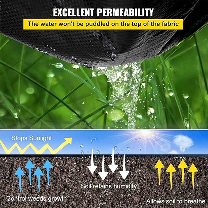 Weed Control FabricGeotextile Landscape FabricHeavy Duty Gardening Mat for Gardening Landscaping Weed Fabric Eco Friendly(0.91x61m/3x200ft)