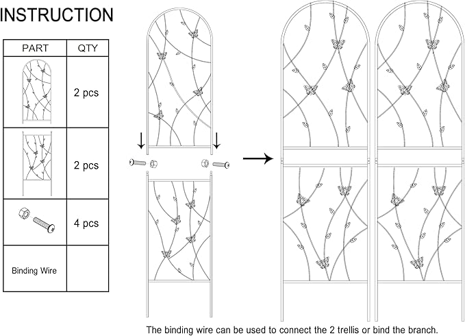 2 Pack Metal Garden Trellis 71 x 19.7 Rustproof Trellis for Climbing Plants Outdoor Flower SupportButterfly Decor for PatioBackyard Black (Black 19.7''W x 71''L)