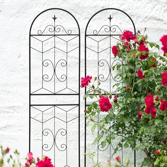 Sturdy Metal Garden Trellis for Climbing Plants – Rust-Resistant Outdoor Flower Support with Decorative Lattice Design (4 Pack-H71'')
