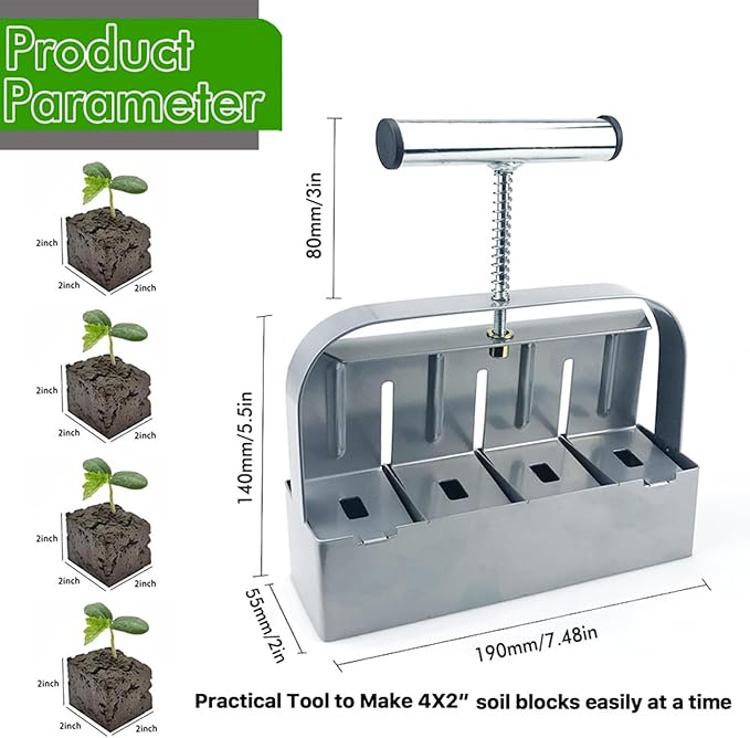 Manual Soil Compactor – 2 Inch Soil Clod Maker Gardening and Planting Tool with Non Slip Comfortable Handles | Ideal for Seedling Trays Transplanting and Greenhouse Cultivation