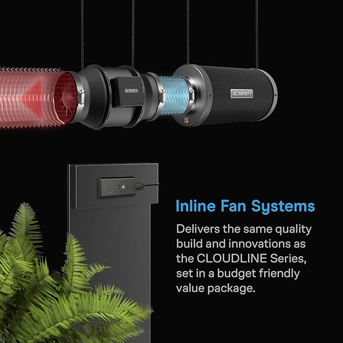 AC Infinity Air Filtration Kit 6” CLOUDLINE LITE Inline Fan and Carbon Filter Combo Cooling and Ventilation System for Grow Tents Hydroponics Indoor Gardening