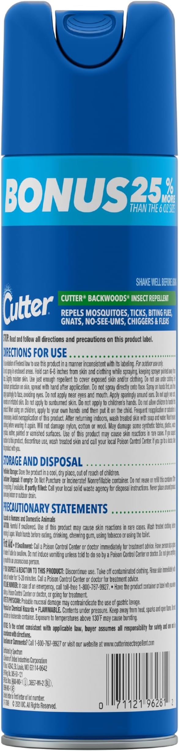 Cutter Insect Repellent Aerosol 7.5 Oz 12 pack