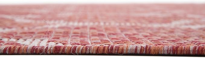 Unique Loom Outdoor Trellis Collection Area Rug (6' 1 x 9' Rectangle Rust Red/ Ivory)