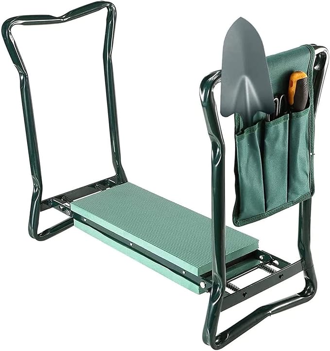 KANDUO Garden Kneeler Seat with Thicken Kneeling Pad and Tool Pouch Foldable Stool Portable Garden Kneeler Seat for Gardening Lovers