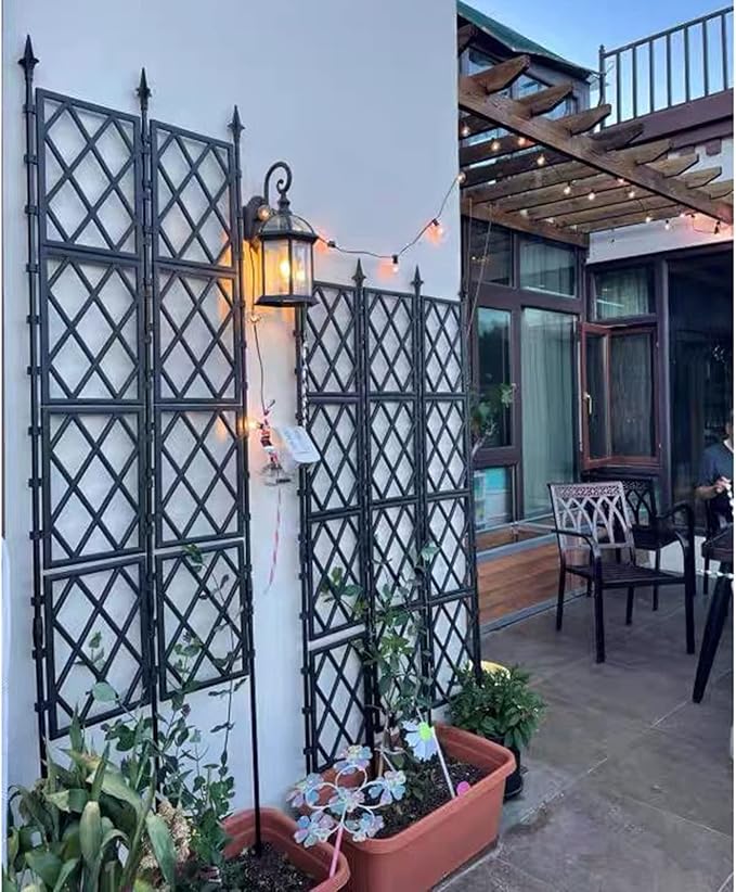 Outdoor Garden Trellis with PE Coated Steel Pipe Metal Plant Trellis Fence for Potted Plants Climbing Plants for Outdoor Patio Lawn Yard Backyard Wall Decoration(57x220cm)