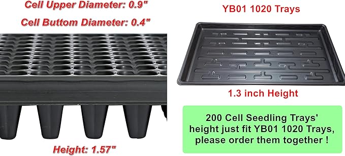 200 Cell Plug Tray 10pcs-Pack Thick Durable Seed Starter Flats Vegetable Fruit Seeds Seedling Plastic Plug Farmer Nursery Trays Propagation