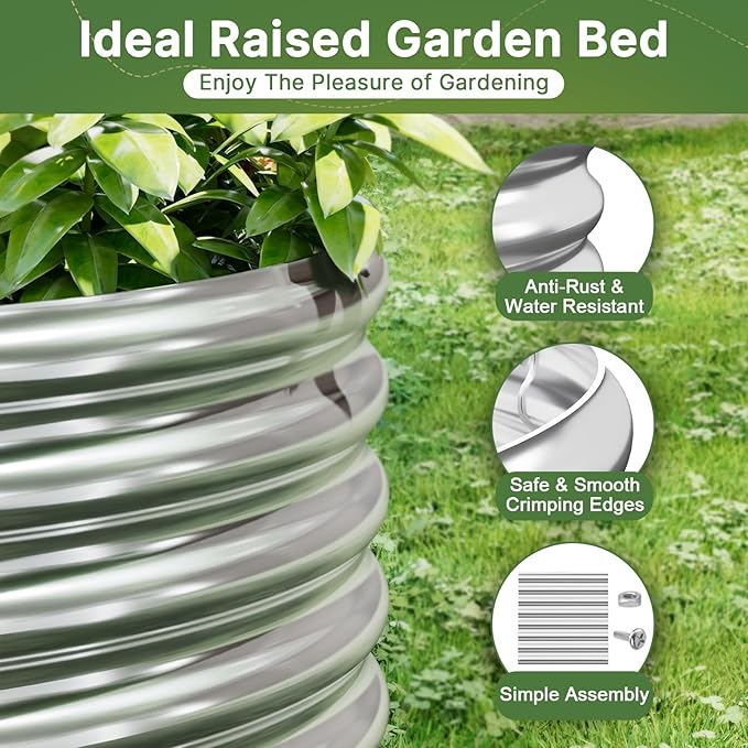 3 PCS Tall 4x2x1.5ft Galvanized Raised Garden Bed Outdoor Metal Garden Bed for Vegetables Above Ground Garden Box for Flower Steel Raised Beds for Gardening