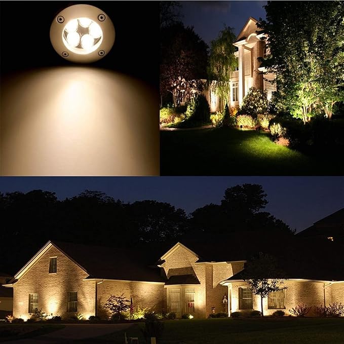 4PCS Landscape Lights - 5W Outdoor Buried Lights Round Garden Floor Lamp IP67 Waterproof Spotlight LED Path Light Walkover Outdoor Decorative LED Spotlights(Natural Light24V)