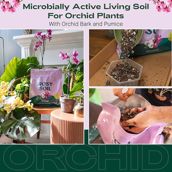 Rosy Soil Aroid (4qts) + Orchid Potting Soil (4qts) Bundle – Peat-Free Biochar-Powered Soil Mix for Aroids &amp Orchids – Superior Aeration Drainage &amp Root Health for Indoor Plants