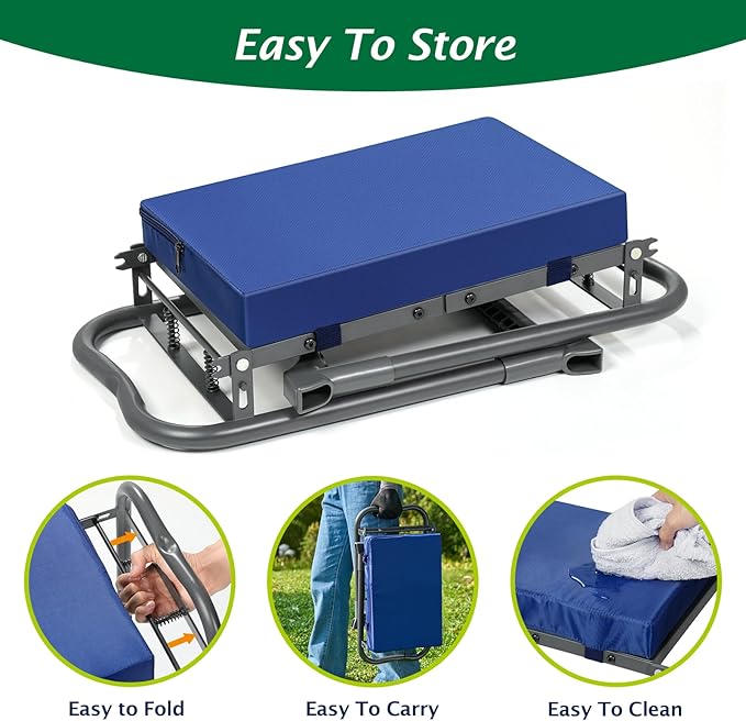 ikkle 838LB+ Capacity Garden Kneeler and Seat - Ultra Heavy Duty Stool Bench with Thick Soft Pad Gift for Gardeners