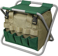Folding Garden Stool with Detachable Storage Bag Multi-Pocket Portable Gardener Tool Seat for Adults