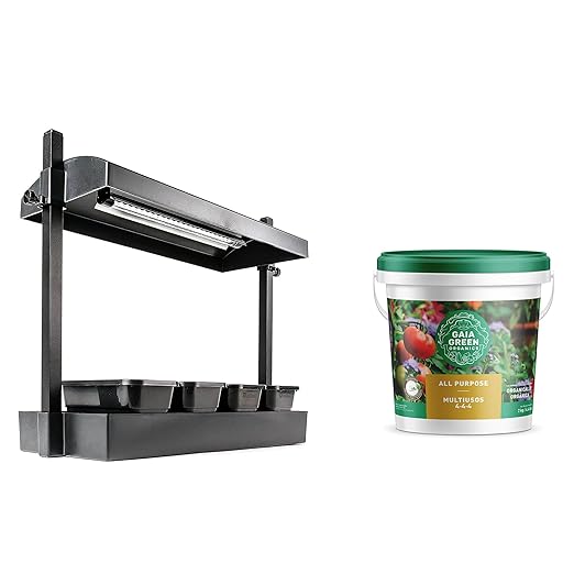SunBlaster Grow Light Garden Micro w/ 1 Strip Light &amp T5 Reflector + Gaia Green GAGAP2KGCA All Purpose Plant Food for Resilient Crop Growth 2 Kilos